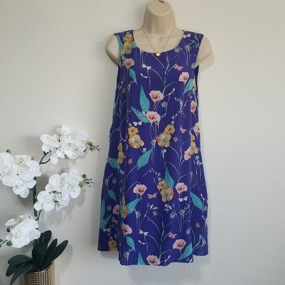 Anthropologie HD in Paris Mini Dress Hidden Isle Floral Silk Dress